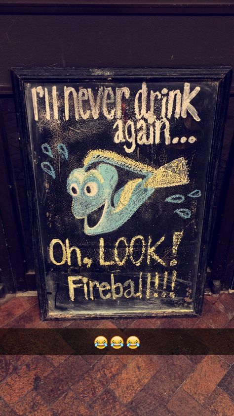 finding nemo - dory bar sign!  #bar #sign #chalkboard Bar Board Ideas, Bar Sign Sayings, Funny Chalkboard Quotes, Bar Blackboard Ideas, Bar Boards Chalkboards, Bar Captions, Bar Chalkboard Ideas Funny, Restaurant Chalkboard Ideas, Funny Chalkboard Signs