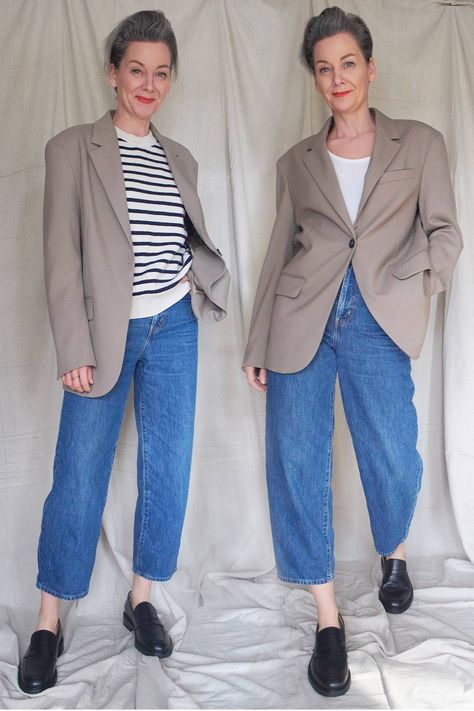 French Inspired Fashion, Blue Oxford Shirt, Perfect Capsule Wardrobe, Winter Trousers, Fashion Director, Beige Blazer, Wardrobe Style, New Wardrobe, Edgy Fashion