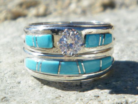 Native American Wedding Rings, Wedding Rings Band, Indian Wedding Rings, Navajo Wedding, Turquoise Wedding Rings, Native American Wedding, Dream Rings, Rings Blue, Turquoise Jewelry Native American