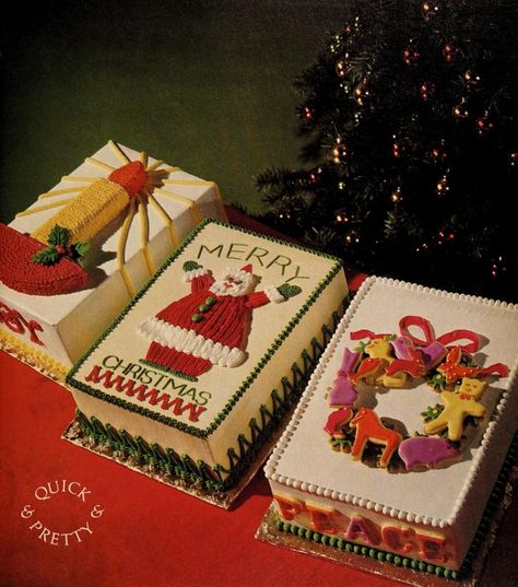 vintage rectangular christmas holiday party cakes Birthday Party Cake, Party Cakes, Holiday Parties, Baked Goods, Beautiful Cakes, No Bake Cake, Christmas Holidays, Birthday Party, Baking