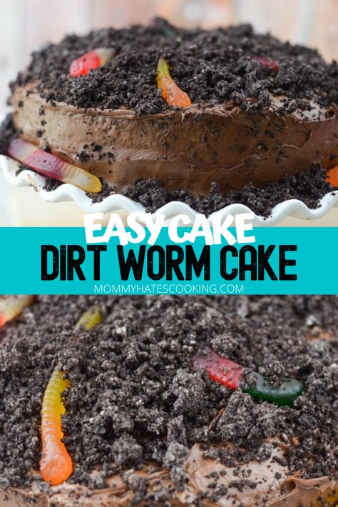 Make this easy Dirt Worm Cake right at home with your favorite cake mix and a few extras!  This is also simple to make gluten-free too! Worms In Dirt Cake, Gummy Worm Cake Birthday, Dirt Worm Cake, Worm Birthday Cake, Worm Cake, Fluffy Vanilla Cupcakes, Seasoned Pretzels, The Best Cupcakes, Best Gluten Free Desserts