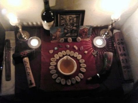 Norse God Altar, Norse Altar Inspiration, Heathenry Altar, Norse Paganism Altar, Norse Pagan Alter, Norse Altar Ideas, Odin Altar Ideas, Lokean Altar, Heathen Altar