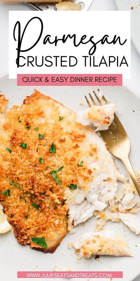 Tilapia Recipes Baked, Tilapia Baked, Parmesan Fish, Tilapia Recipes Easy, Baked Tilapia Recipes, Fish Filet, Seafood Delight, Crusted Fish, Parmesan Crusted Tilapia