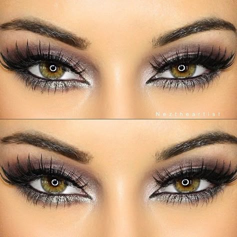 Silver & purple glam makeup - Cat eyeliner Eyeliner Tips, Cat Eyeliner, Makijaż Smokey Eye, Makeup Guide, How To Apply Eyeliner, Long Lashes, Makeup Goals, Gorgeous Makeup, Love Makeup