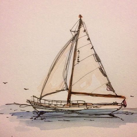 #sailboat on the #sea Sailboat Drawing, Boat Drawing, Sailboat Art, Large Artwork, Drawing Images, Aesthetic Art, Artwork Prints, Painting Inspiration, Painting & Drawing