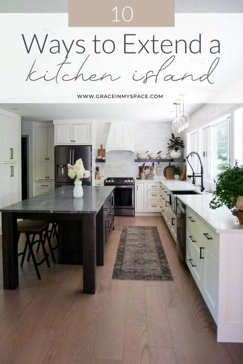 Diy Kitchen Island Extension, Kitchen Island Extension, Kitchen Extension With Island, Kitchen Island With Legs, Island Extension, Kitchen Island Top, Kitchen With Long Island, Kitchen Island Tops, Long Kitchen