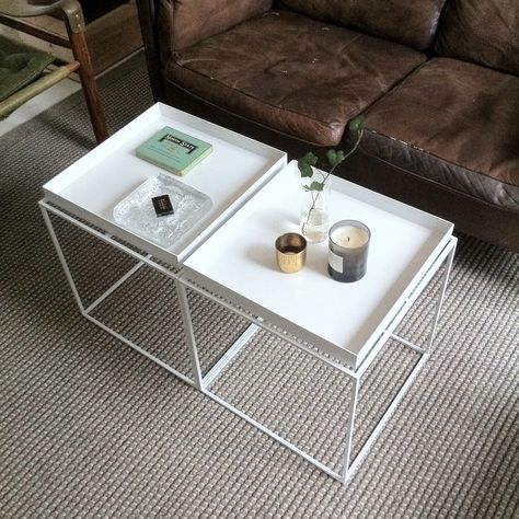 Hay tray table from Länna Möbler Square Coffee Table Tray, Coffee Table Tray Styling, Hay Tray Table, Coffee Table Legs Metal, Hay Table, Hay Tray, Coffee Table Accessories, Sofa Ideas, Living Room Den