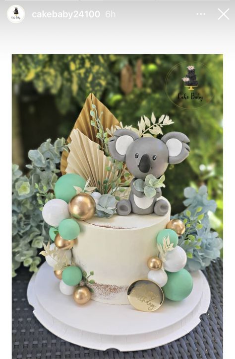 Koala Bear Cake Ideas, Diy Koala Cake, Fondant Koala, Koala Smash Cake, Koala Baby Shower Theme, Themes For Birthday Parties, Koala Cake Birthday Kids, Cake Koala, Koala Birthday Cake