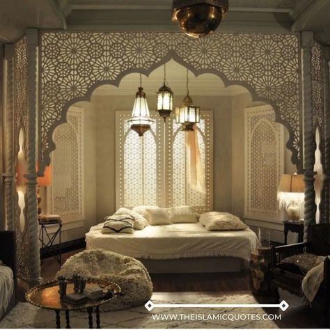 20 Islamic Home Decor Ideas for Modern Muslim Homes Moroccan Interior Design, Moroccan Bedroom, Moroccan Home Decor, Moroccan Interiors, Bedroom Decor Inspiration, Interior Design Concepts, Moroccan Design, Moroccan Decor, Pattaya