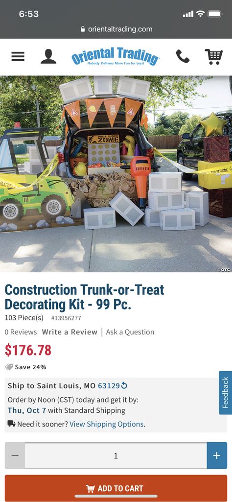 Trunk Or Treat Construction, Construction Trunk Or Treat, Trunk Or Treat Kits, Teaching Supplies, Construction Theme, Treat Ideas, Trunk Or Treat, Stationery Supplies, Sunday School