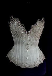 A stoned corset can be worn as part of a wedding ensemble (or a post-wedding ensemble), at a cocktail party, part of a fancy costume, or at home in front of your mirror when you feel like practicing your fancy stance.    Charlotte Davis Caterham Beaded Corset, Wedding Corset, Corset Fashion, Corsets And Bustiers, Corset Lingerie, Couture Wedding, Mode Vintage, Home Fashion, Corsets