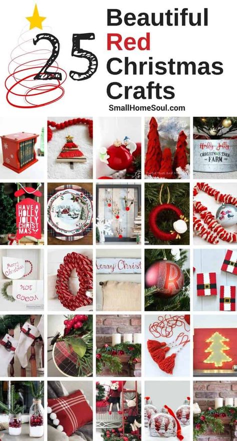 Red Christmas Decor - 25 Beautiful Crafts - Girl, Just DIY! Christmas Diy's, Christmas Tips, Red Crafts, Red Christmas Decor, Beautiful Crafts, Red And White Christmas, Holiday Deco, Christmas Farm, Dyi Projects