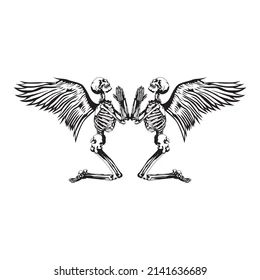 Skeletons With Wings, Skeleton With Angel Wings, Skeleton With Wings Drawing, Skeleton With Wings Tattoo, Skeleton Wings Tattoo, Skeletal Wings, Skeleton With Wings, Skeleton Angel, Skeleton Wings