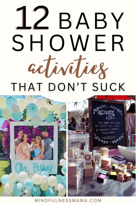 12 Unique Baby Shower Activities That Aren't Games - Mindfulness Mama Sip And See Game Ideas, Baby Shower Arts And Crafts Activities, Sip And See Games, Baby Shower Crafts For Guests, Baby Shower Gamea, Baby Shower Craft Ideas, Shower Activities, Baby Shower Games Unique, Making Predictions