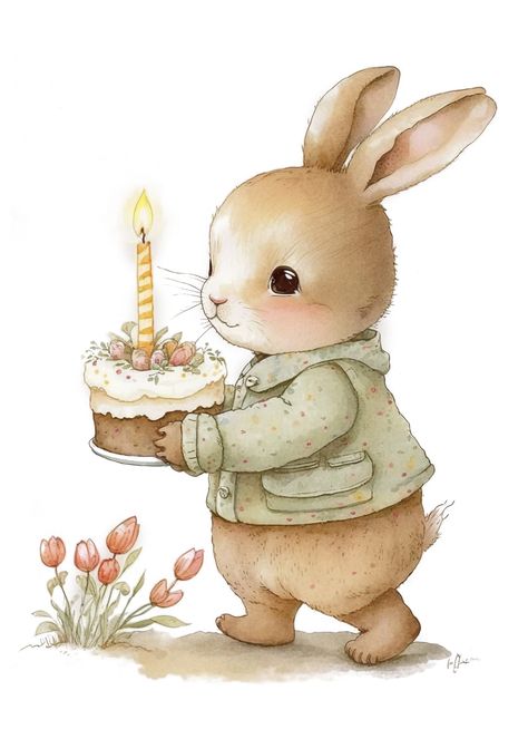 Watercolor Bunny birthday clipart Birthday Bunny Drawing, Cute Bunny Illustration, Birthday Illustrations, Birthday Bunny, Bunny Illustration, Dog Portraits Art, Baby Print Art, Bunny Cartoon, Bunny Watercolor