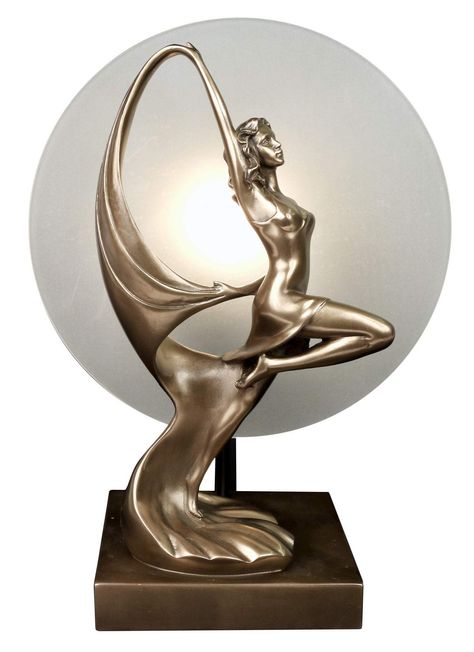 Data Art, Deco Statue, Art Deco Statue, Art Deco Color, Lampe Art Deco, Art Deco Table Lamp, Art Nouveau Furniture, Interior Decorating Ideas, Art Periods