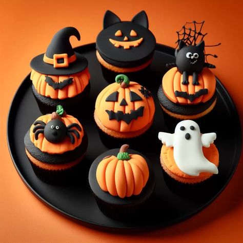 Cupcakes Halloween 2023: Ideas y Recetas Halloween Cupcakes Fondant, Halloween Cakes And Cupcakes, Cute Halloween Cupcake Ideas, Fondant Cupcakes Ideas, Halloween Bakery Ideas, Cup Cake Halloween, Haloween Cupcakes, Cupcakes Para Halloween, Mum Cupcakes