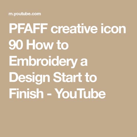 Pfaff Creative Icon, Pfaff Embroidery, Sewing And Embroidery, Creative Icon, A Design, Embroidery Machine, Youtube Channel, Machine Embroidery, Embroidery Designs