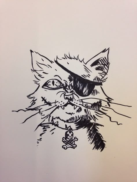 Pirate cat Pirate Tattoo Drawing, Cute Pirate Tattoo, Pirate King Tattoo, Cowboy Cat Tattoo Simple, Animals Pfp, Crazy Cat Tattoo, Sailor Cat Tattoo, Pirate Cat Tattoo, Jolly Roger Tattoo