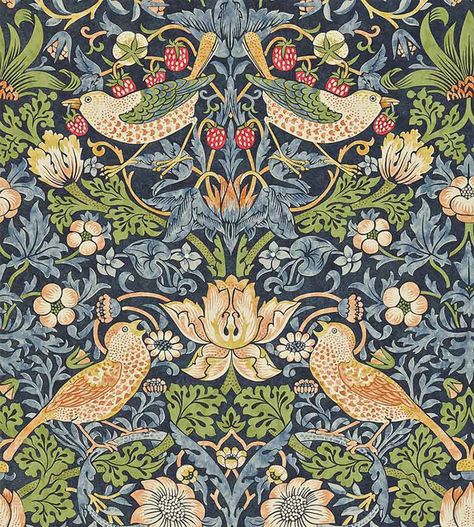 Ruskin and Morris: The Arts and Crafts Idealists Craft Spring, The Strawberry Thief, William Morris Strawberry Thief, William Morris Wallpaper, William Morris Patterns, Arts And Crafts For Teens, Morris Wallpapers, Art Nouveau Pattern, Arts And Crafts House