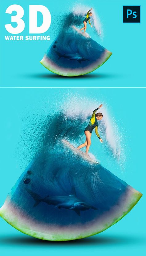 How to Create 3D Surfing And Transparent Effect In Photoshop Tutorial 2022 Graphic Design, Animation In Photoshop, Instagram Photoshop, Designer Photo, Photoshop Video Tutorials, Adobe Tutorials, Adobe Photoshop Tutorial, Photoshop Video, Graphic Design Tutorials Learning