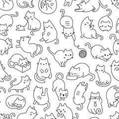 Premium Vector | Cat seamless pattern kitten head paw footprint illustration Tatoo Dog, Cat Outline, Cat Doodle, Cat Sketch, Pattern Cat, Cats Pet, Cat Vector, Cat Icon, Picture Illustration