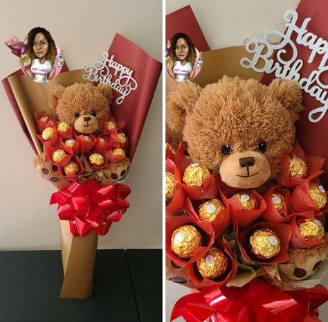 Teddy Bear Bouquet Diy, Ferrero Rocher Valentine Gift Ideas, Teddy Bear Gift Wrapping Ideas, Teddy Day Gift Ideas, Dress For Women Classy, Valentine Dress Ideas, Teddy Bear Gift Basket, Teddy Bear Bouquet, Valentine Day Dress