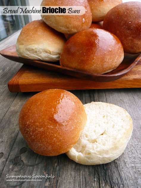 Bread Machine Brioche Buns Bread Machine Brioche, Buns Bread Machine, The Clever Carrot, Clever Carrot, Easy Bread Machine Recipes, Bread Maker Recipes, Brioche Bread, Bread Bun, Bun Recipe