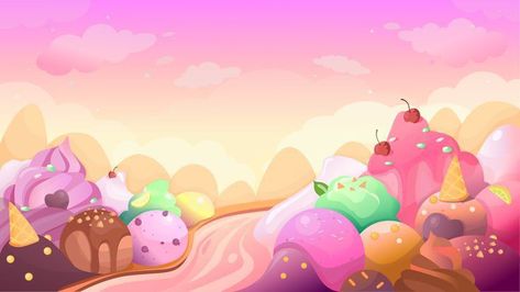 Candyland Background Landscape, Candyland Landscape, Candyland Background, Silent Comic, Candy Landscape, Game Over Screen, Hello Kitty Theme Party, Candy Images, Candy Games