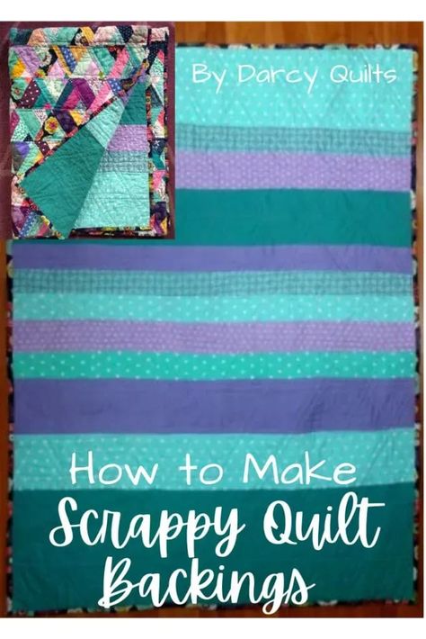 Scrappy Quilt Backing Scrappy Backing For Quilts, Scrappy Quilt Backing Ideas, Scrappy Quilt Backs, Pieced Quilt Backing Ideas, Quilt Back Ideas Simple, Pieced Quilt Backs, Quilt Backing Ideas, Triangle Quilt Tutorials, Backing A Quilt