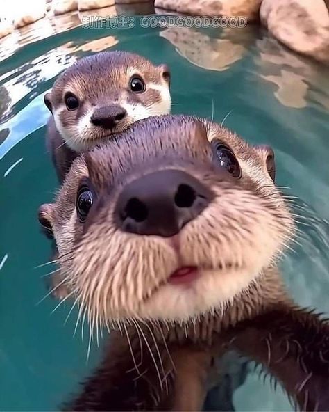 Otters, Swimming, Water