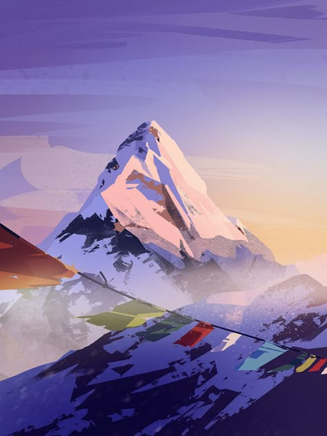 Mount Everest Illustration, Himachal Illustration, Himalayas Illustration, Nepal Illustration, Ganesh Decoration, Wallpaper Edge, Mountain Sketch, Mac Backgrounds, Nicholas Roerich