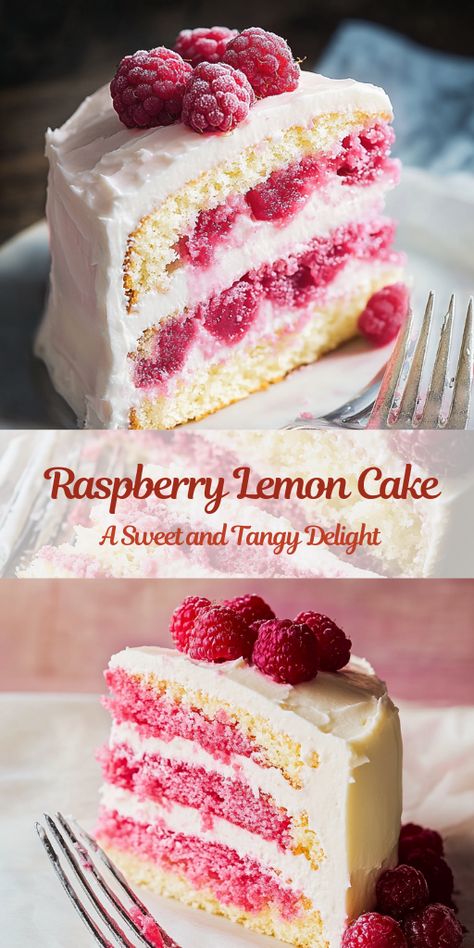 Lemon Cake With Raspberry Frosting, Raspberry Cake With Lemon Buttercream, Raspberry Lemon Cake Recipe, Raspberry Vanilla Cake, Raspberry Lemon Cake, Lemon Raspberry Cake, Raspberry Cake Recipes, Raspberry Lemon Cakes, Citrus Cake