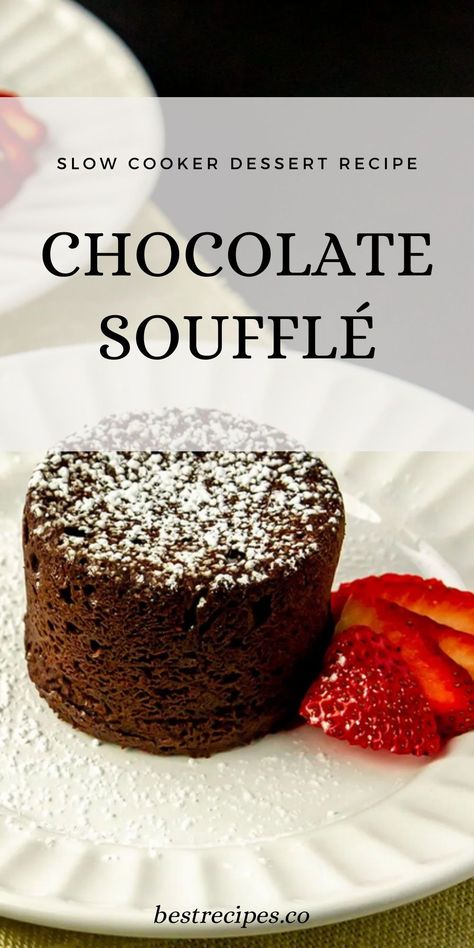 Make an amazing chocolate soufflé dessert in your slow cooker with this easy recipe! It's a perfect chocolate cake for any occasion, and the slow cooker makes it hassle-free. Ingredients include chocolate and eggs to give the cake a rich flavor and a light texture. Whether you're new to baking or experienced, this dessert is foolproof. Save this recipe to your easy cakes board and visit the link for details. Easy Chocolate Souffle Recipe, Soufflé Dessert, Chocolate Souffle Recipe, Souffle Recipes Easy, Chocolate Souffle Cake, Quick Chocolate Chip Cookies, Easy Cakes, Slow Cooker Recipes Dessert, Dessert Board