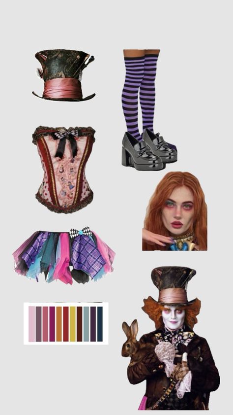 Mad Hatter And March Hare Costume, Mad Hatter Girl Costume Diy, Alice In Wonderland Cosplay Ideas, Simple Mad Hatter Costume, Woman Mad Hatter Costume, Alice In Wonderland Mad Hatter Costume, Cute Mad Hatter Costume, Mad Hatter Aesthetic Outfit, Mad Hatter Costume Ideas