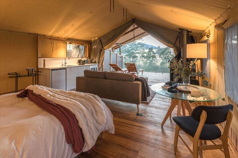 Living In A Tent, Canvas Tent Camping, Savannah House, Canvas Wall Tent, Tents Camping Glamping, Caravan Living, Yurt Tent, Tent Living, African Savannah