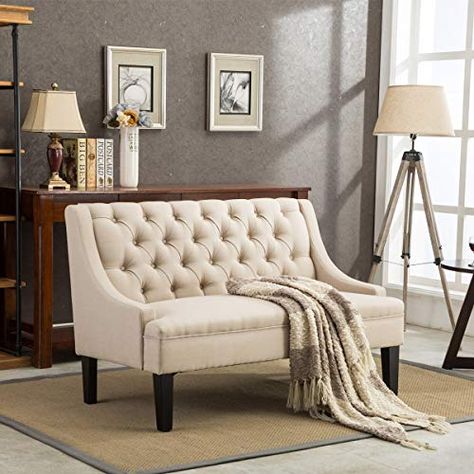 Modern Loveseat Settee Button Tufted Sofa Couch Upholstered Banquette Dining Bench Living Room Funiture Entryway Settee, Modern Banquette Seating, Settee Dining, Button Tufted Sofa, Banquette Dining, Upholstered Banquette, Upholstered Settee, Settee Bench, Tufted Loveseat