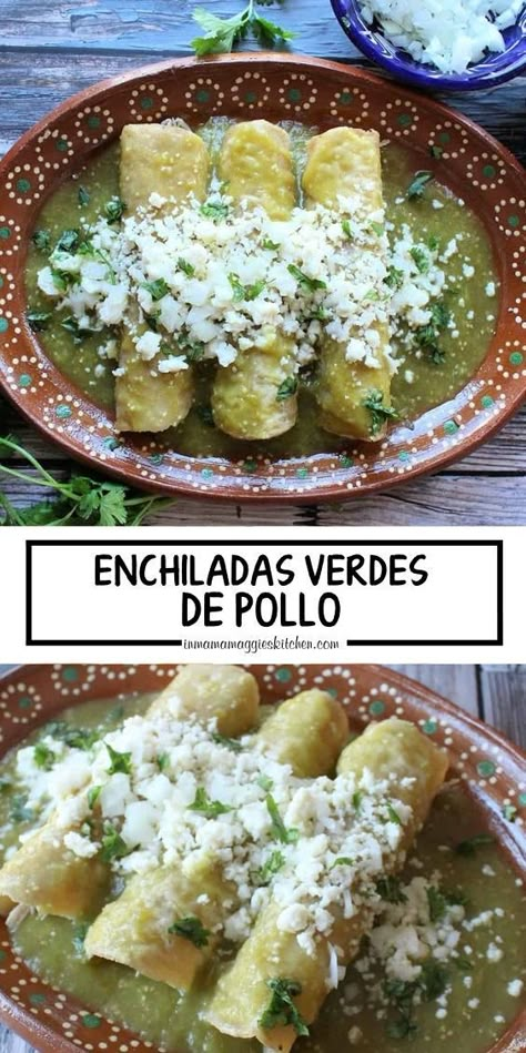 Easy Dinner Recipes Mexican, Carne Guisada Recipe Mexican, Green Enchilada Recipe, Enchiladas Mexicanas, Dinner Recipes Mexican, Enchiladas Verdes Recipe, Green Chicken Enchiladas, Easy Enchiladas, Dinner Party Dishes