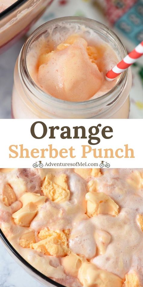 Punch Recipes With Sherbet, Orange Sherbet Punch, Sorbet Punch, Orange Punch Recipes, Best Punch Recipe, Sherbet Punch Recipes, Easy Party Punch, Sherbet Punch, Orange Punch