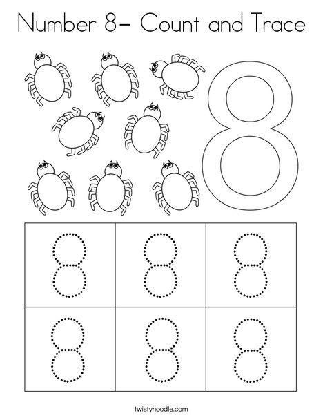 Number 8- Count and Trace Coloring Page - Twisty Noodle 8 Worksheets Preschool, Number 8 Worksheet Kindergarten, Number 8 Craft, Number 8 Tracing Worksheet, Number 8 Worksheet, Number 8 Crafts For Preschoolers, Number 8 Activities For Preschool, Number 8 Worksheets For Preschool, 8 Number