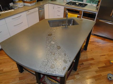 Polished concrete countertop with rock inlay. Wood Floor Texture Seamless, Polished Concrete Countertops, Cement Counter, Wood Floor Texture, Stove Backsplash, Outdoor Kitchen Countertops, Concrete Countertop, Outdoor Kitchen Bars, Concrete Countertops Kitchen