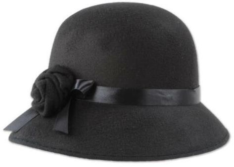 Felt cloche flapper hat black flower rose women's roaring 20's Roaring 20s Party, Flapper Hat, Roaring 20's, 11 59, Roaring 20s, Flower Rose, Cloche Hat, Black Flower, House Party