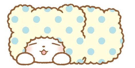 cute little white bear in a polka dotted blanket Moppu Sanrio Icon, Marumofubiyori Pfp, Moppu Sanrio, Marumofubiyori Wallpaper, Sanrio Marumofubiyori, Mofusand Sanrio, Marumofubiyori Blanket, Yellow Theme, Computer Backgrounds