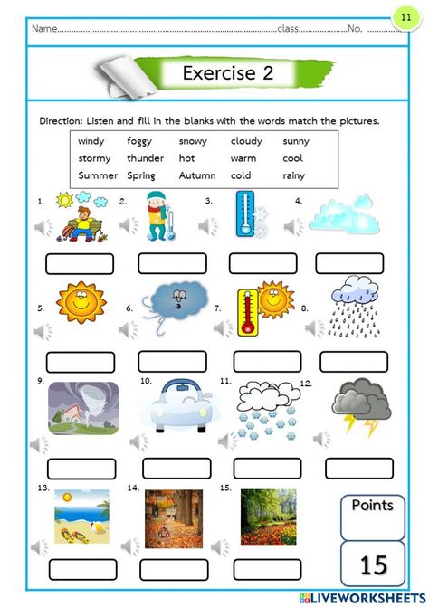 Season And Weather Worksheet, Weather Vocabulary Worksheets, Weather And Seasons Activities, Weather And Seasons Worksheet, Season Worksheets For Kids, Seasons Worksheets For Kids, Weather Worksheets For Kids, Season Worksheet, Live Worksheet