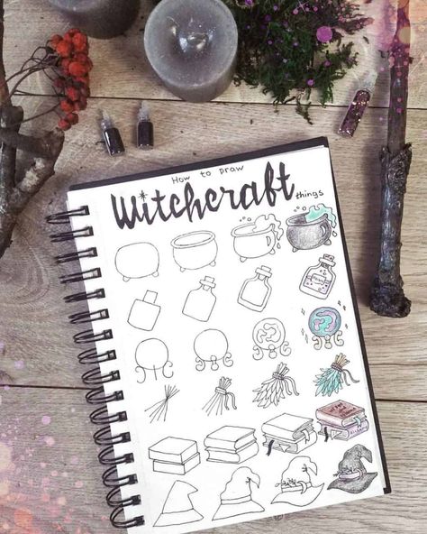 Bullet Journal Halloween, Halloween Doodles, Bujo Doodles, Arte Doodle, Doodle Art Journals, Doodle Ideas, Harry Potter Drawings, Easy Doodle Art, Bullet Journal Themes