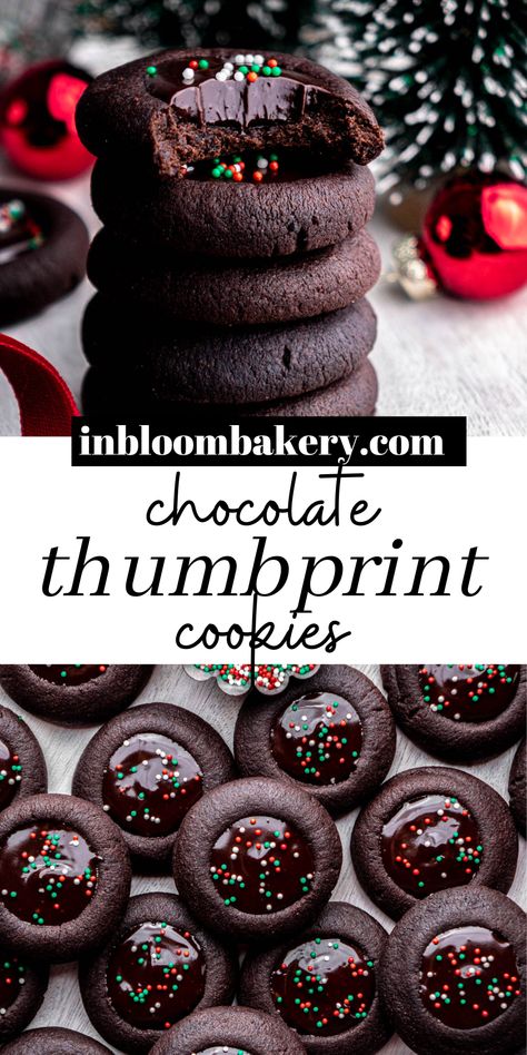 Chocolate Thumbprint Cookies, Christmas Cookie Recipes Holiday, Christmas Cookie Box, Christmas Baking Recipes, Dessert Aux Fruits, Holiday Cookie Recipes, Christmas Cookie Recipes, Thumbprint Cookies, Xmas Cookies