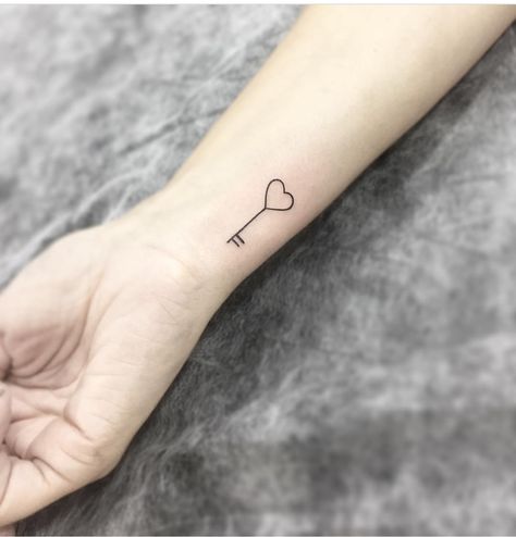 Heart And Key Tattoo, Key Tattoos For Women, Small Tattoo Designs With Meaning, Small Key Tattoos, Heart Key Tattoo, Heart Tattoo Ideas, Tattoo Designs With Meaning, Key Tattoo Designs, Lock Tattoo