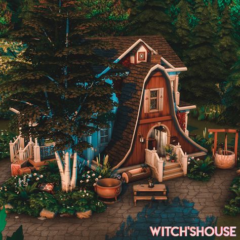 Sims 4 Witch House No Cc, Sims 4 Witch House Cc, Sims 4 Paranormal House, Sims 4 Spellcaster House, Sims 4 Paranormal, Sims 4 Witch House, Ts4 Lots, Gothic Cottage, Lotes The Sims 4