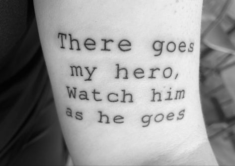 My Hero Foo Fighters Tattoo, My Hero Tattoo, Foo Fighters Tattoo, Fighter Tattoo, Hero Tattoo, There Goes My Hero, Dave Grohl, Foo Fighters, Tattoo Inspo