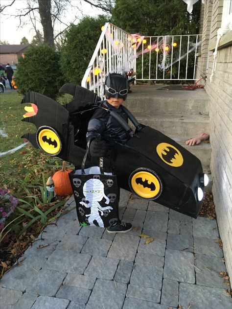 Batman Theme Costumes For Family, Diy Batmobile, Kids Batman Costume, Batman Halloween Costumes, Batman And Batmobile, Kindy 500, Batman Costume For Boys, Batman Costume For Kids, Batman City